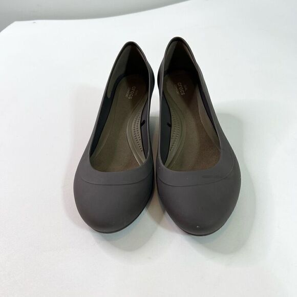 Dual Crocs Comfort Pump Womens 9 Black Lina Wedge Heel Slip On Closed Toe - Picture 3 of 11